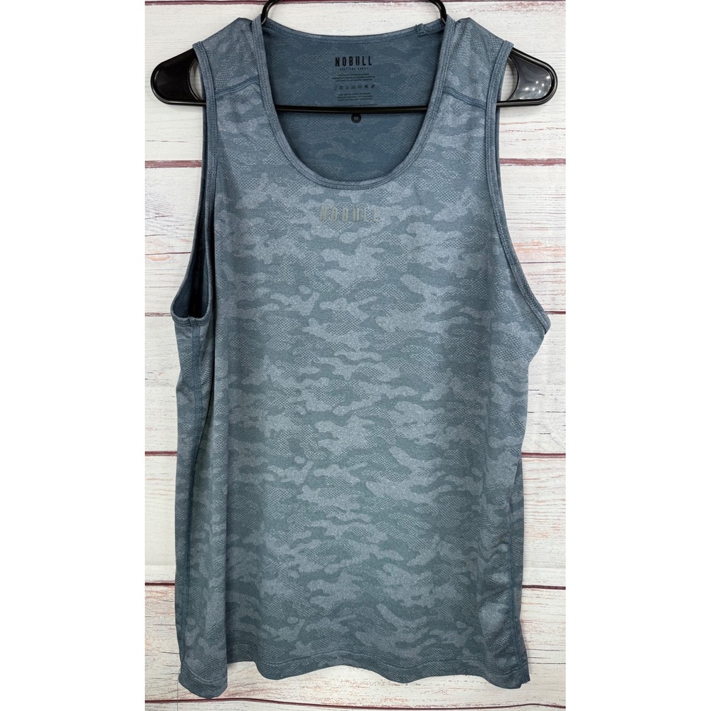 Nobull Mens Camo Training Tank Top Blue Gray Seamless Athletic Gym Shirt Size M
